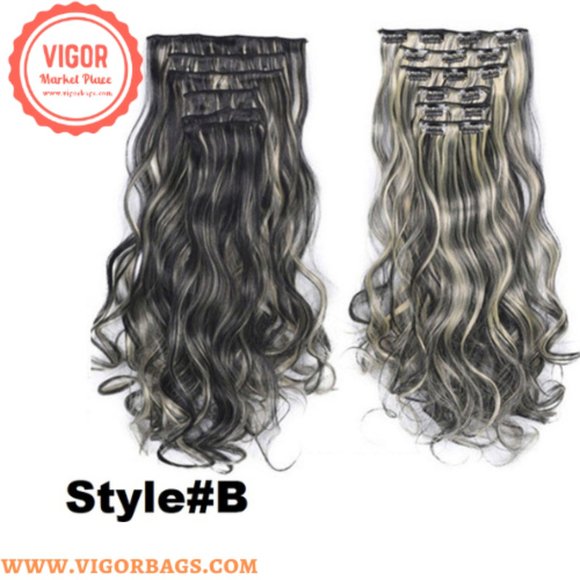 Long Straight Ponytail Hair Synthetic Extensions & Long Curly Wavy Hair 16 Clip main image 12